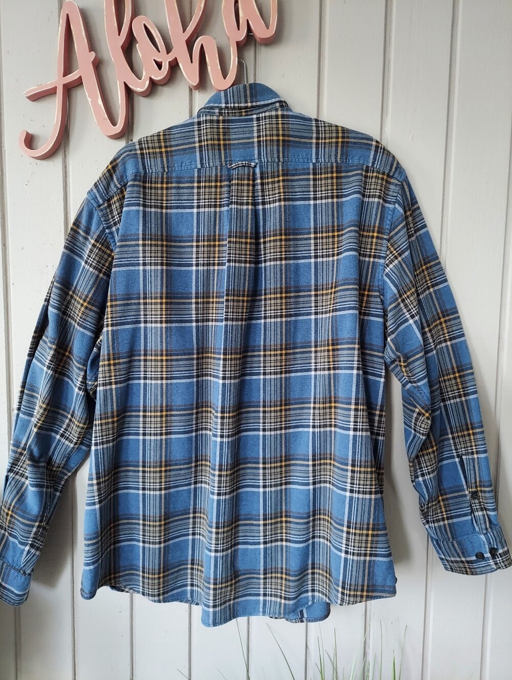 Lands' End Men's Blue Plaid Flannel Shirt XXL 18-18 1/2 - Picture 6 of 12